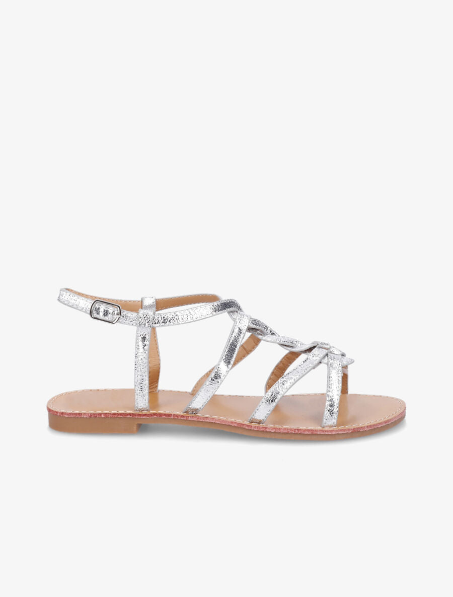 Nu-pieds tressés en simili - Argent - 1
