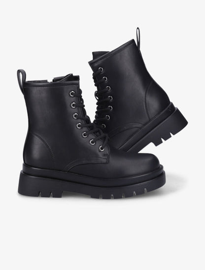 Bottines à lacets et plateforme - Noir - 1