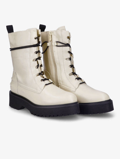 Bottines à plateforme et lacets stylisés - Beige - 5