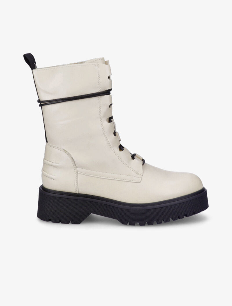 Bottines à plateforme et lacets stylisés - Beige - 2