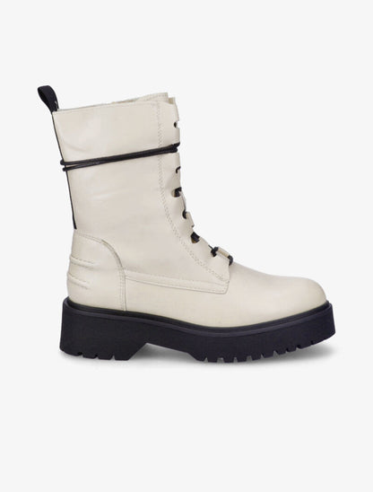 Bottines à plateforme et lacets stylisés - Beige - 2