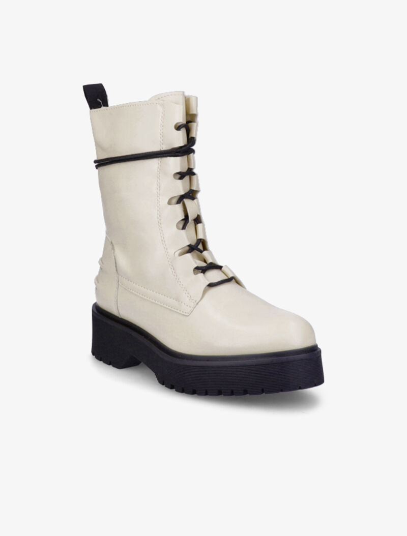 Bottines à plateforme et lacets stylisés - Beige - 3