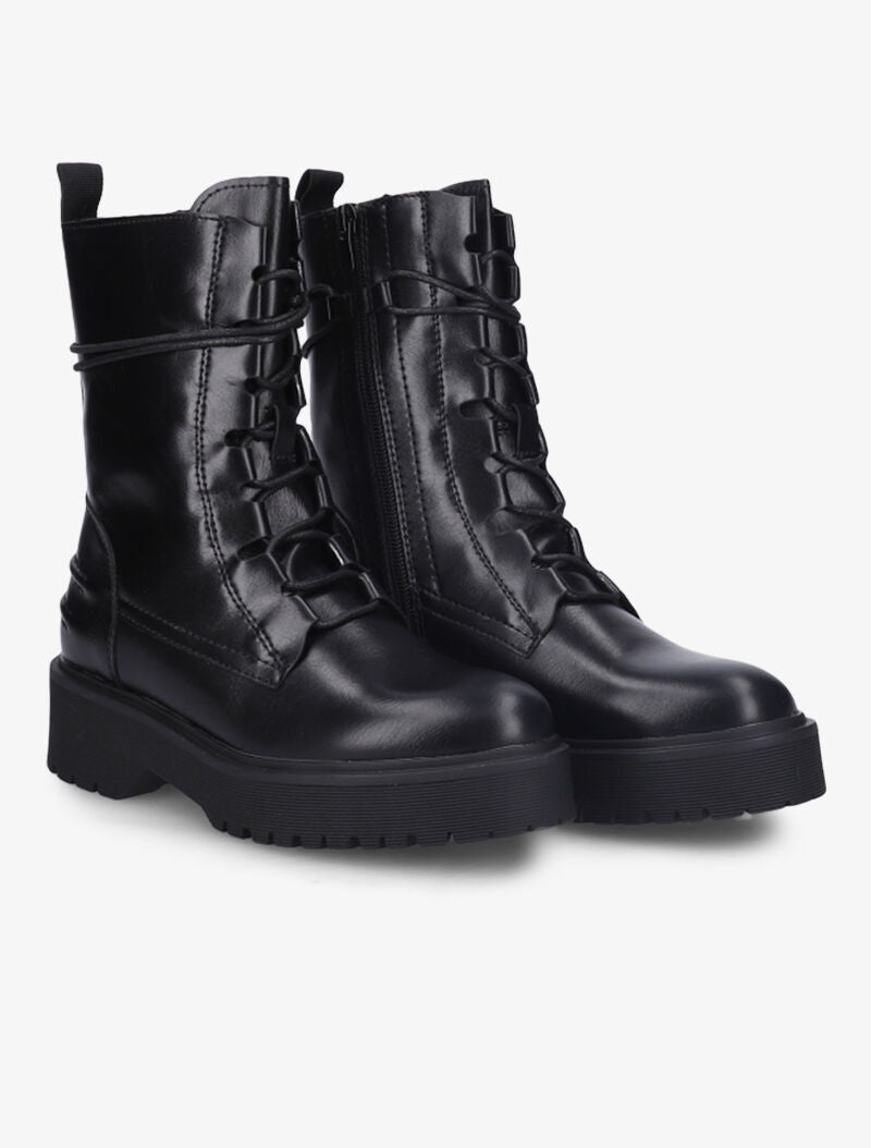 Bottines à plateforme et lacets stylisés - Noir - 5