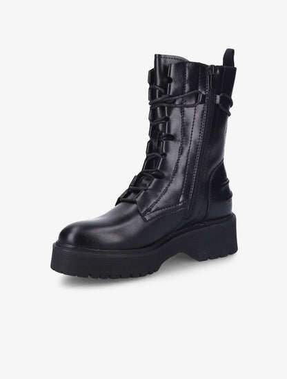 Bottines à plateforme et lacets stylisés - Noir - 4