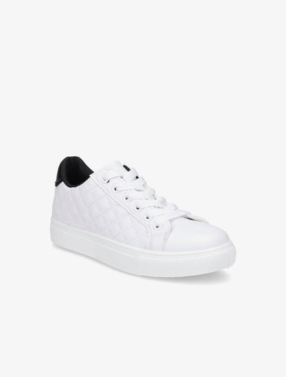 Sneakers en simili matelassés - Blanc/noir - 2