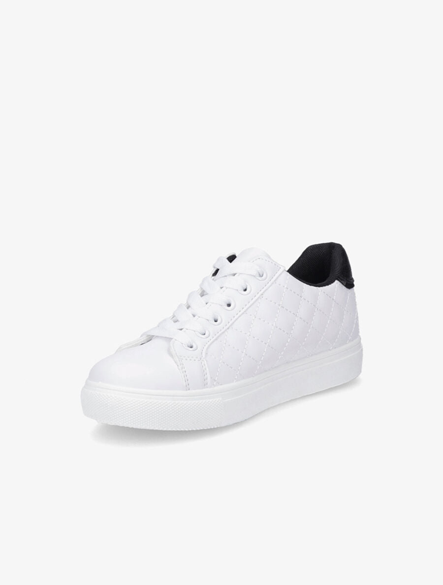 Sneakers en simili matelassés - Blanc/noir - 3