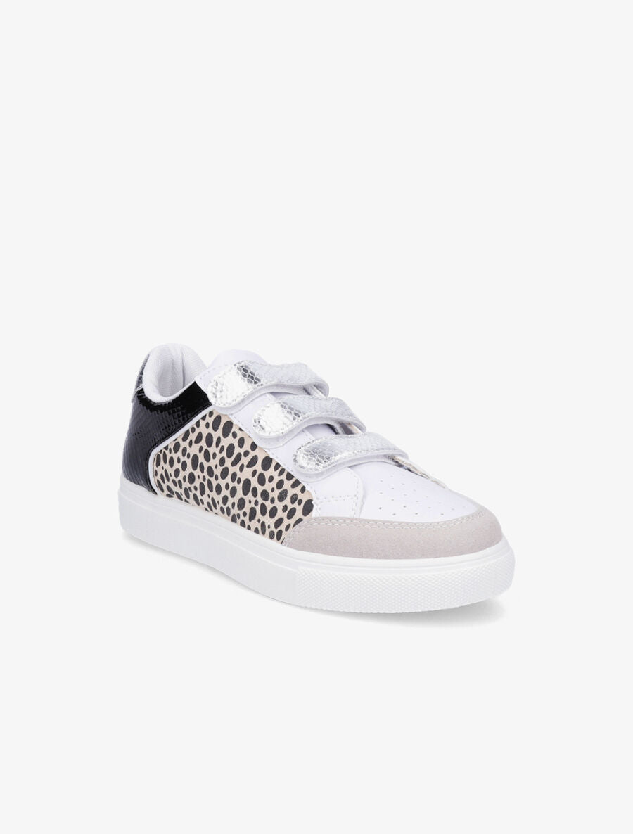 Sneakers bi-matière à imprimé léopard - Beige - 2