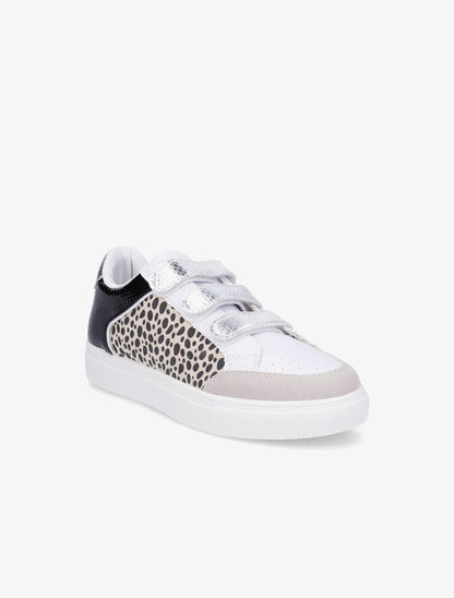Sneakers bi-matière à imprimé léopard - Beige - 2