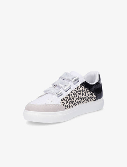 Sneakers bi-matière à imprimé léopard - Beige - 3