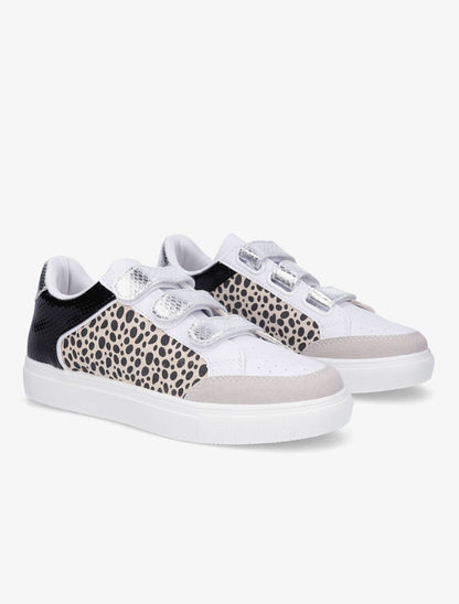 Sneakers bi-matière à imprimé léopard - Beige - 4
