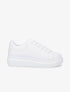 Sneakers classiques en simili et lacets larges - Blanc - 1