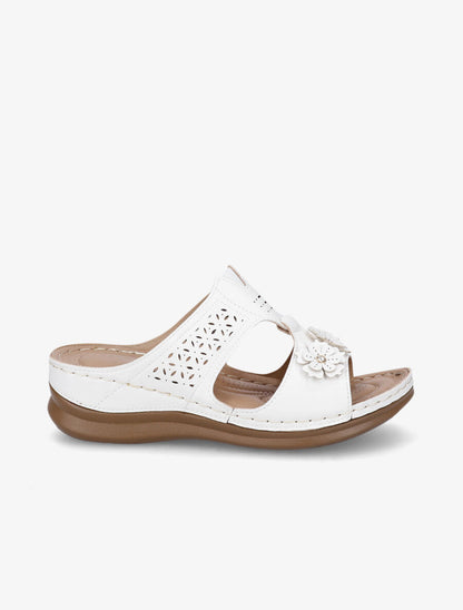 Mules compensées à fleurs - Blanc - 1