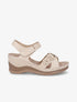 Sandales compensées à fleurs et strass - Beige - 1