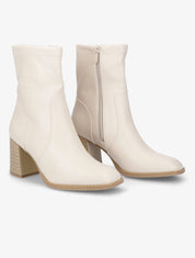 Bottines à talon à bouts carrés - Beige - 1