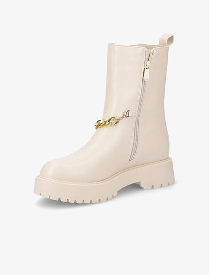 Bottines à chaîne dorée amovible - Beige - 4