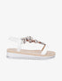 Nu-pieds en simili imprimés et détail bijoux - Blanc - 1