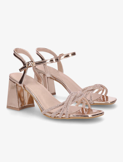 Sandales vernies à brides ornées de strass - Rose gold - 4
