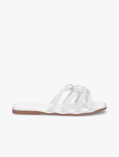 Claquettes plates en cordes - Blanc - 1