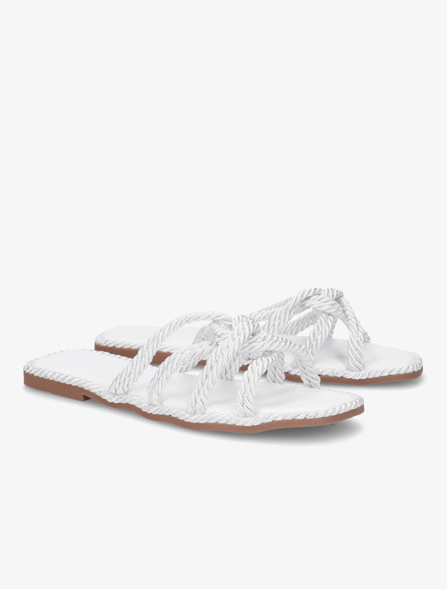 Claquettes plates en cordes - Blanc - 4
