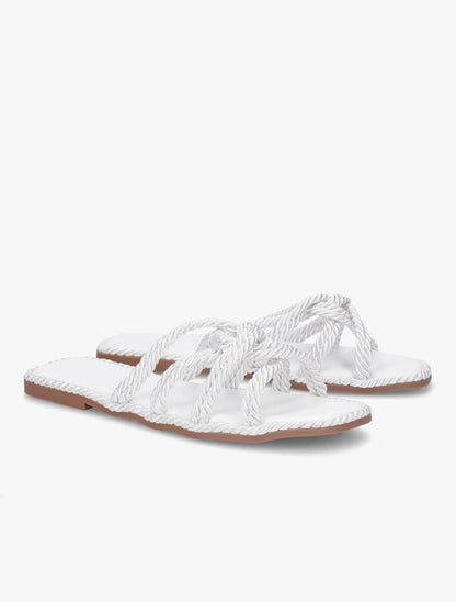 Claquettes plates en cordes - Blanc - 4