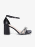 Sandales en simili à brides ornées de strass - Noir - 5