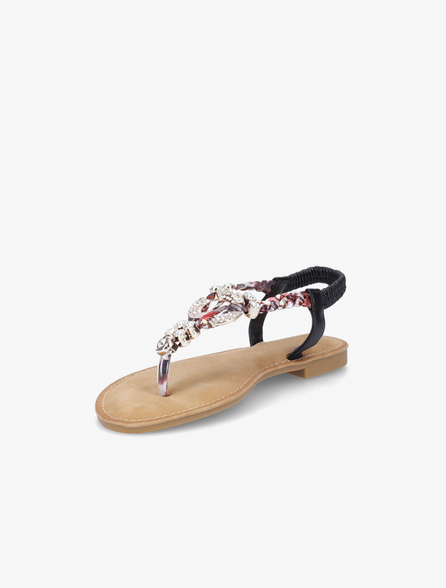 Nu-pieds imprimés et bijoux avec strass - Noir - 3