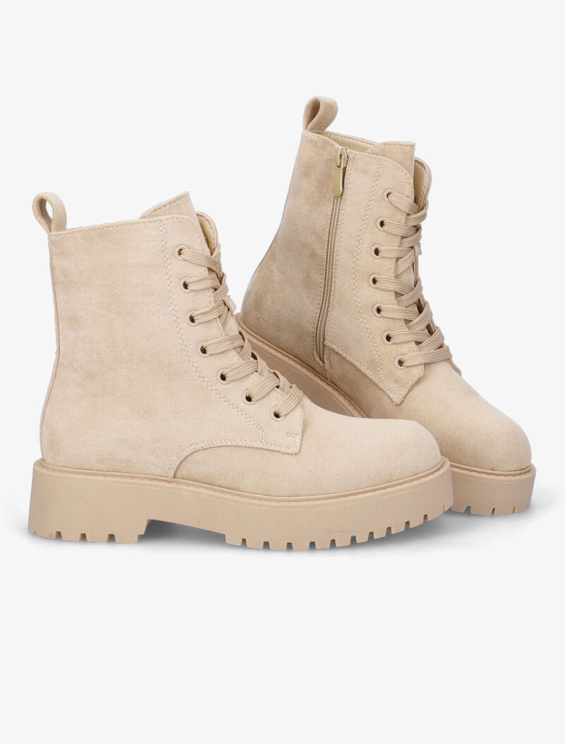 Rangers en suédine à semelles crantées - Beige - 5