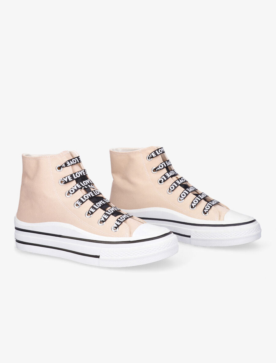 Tennis montantes en tissu - Rose - 4
