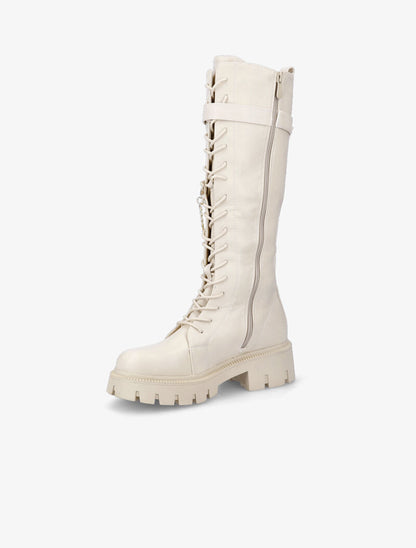 Bottes lacées style rangers à détail chaîne amovible - Beige - 4