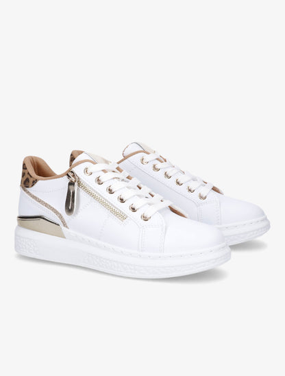 Baskets à zip et paillettes - Blanc - 4