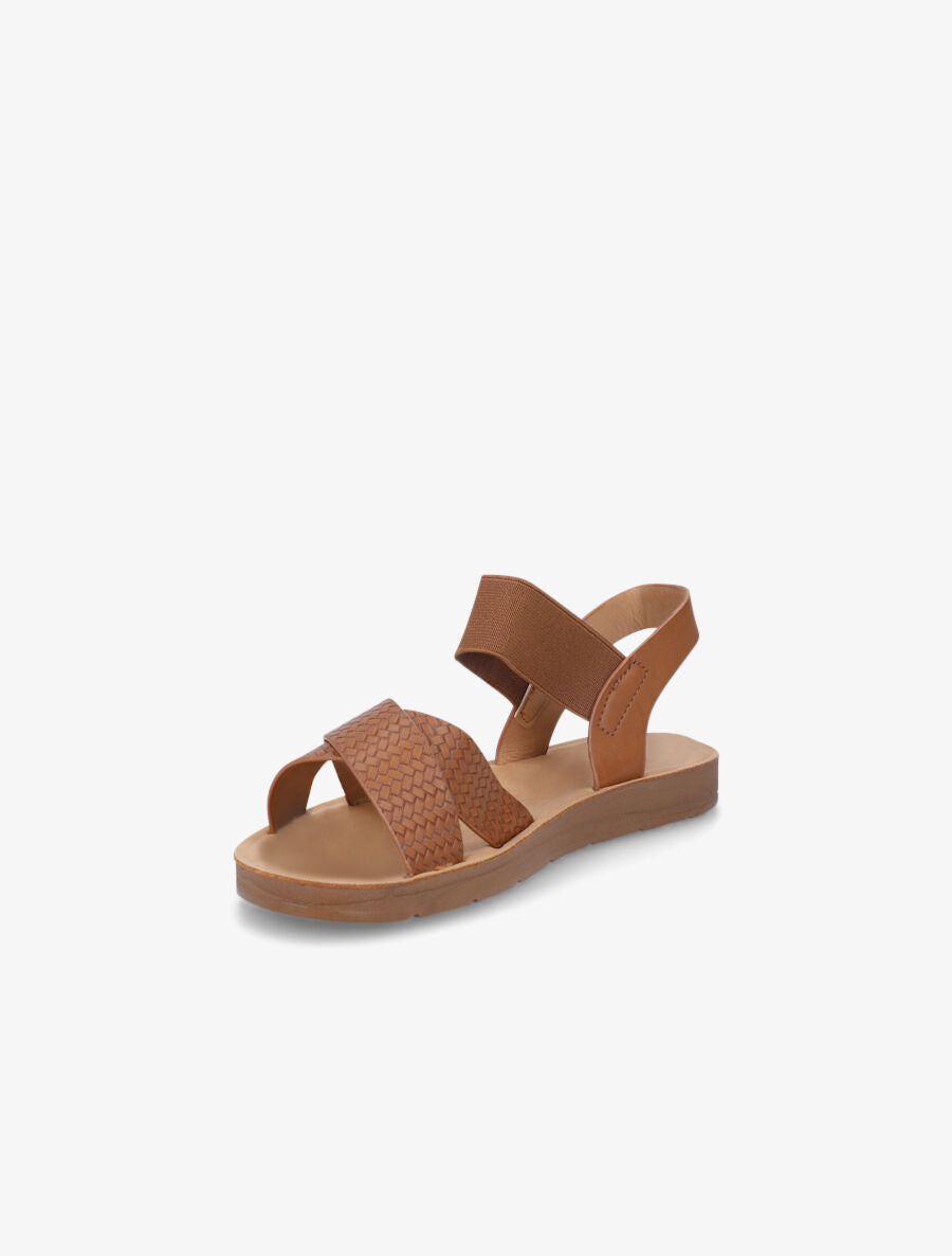 Nu-pieds en simili à brides élastiquées - Camel - 3