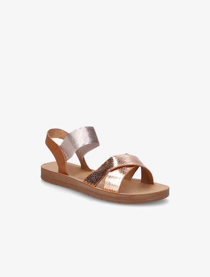 Nu-pieds en simili à brides élastiquées - Rose gold - 2