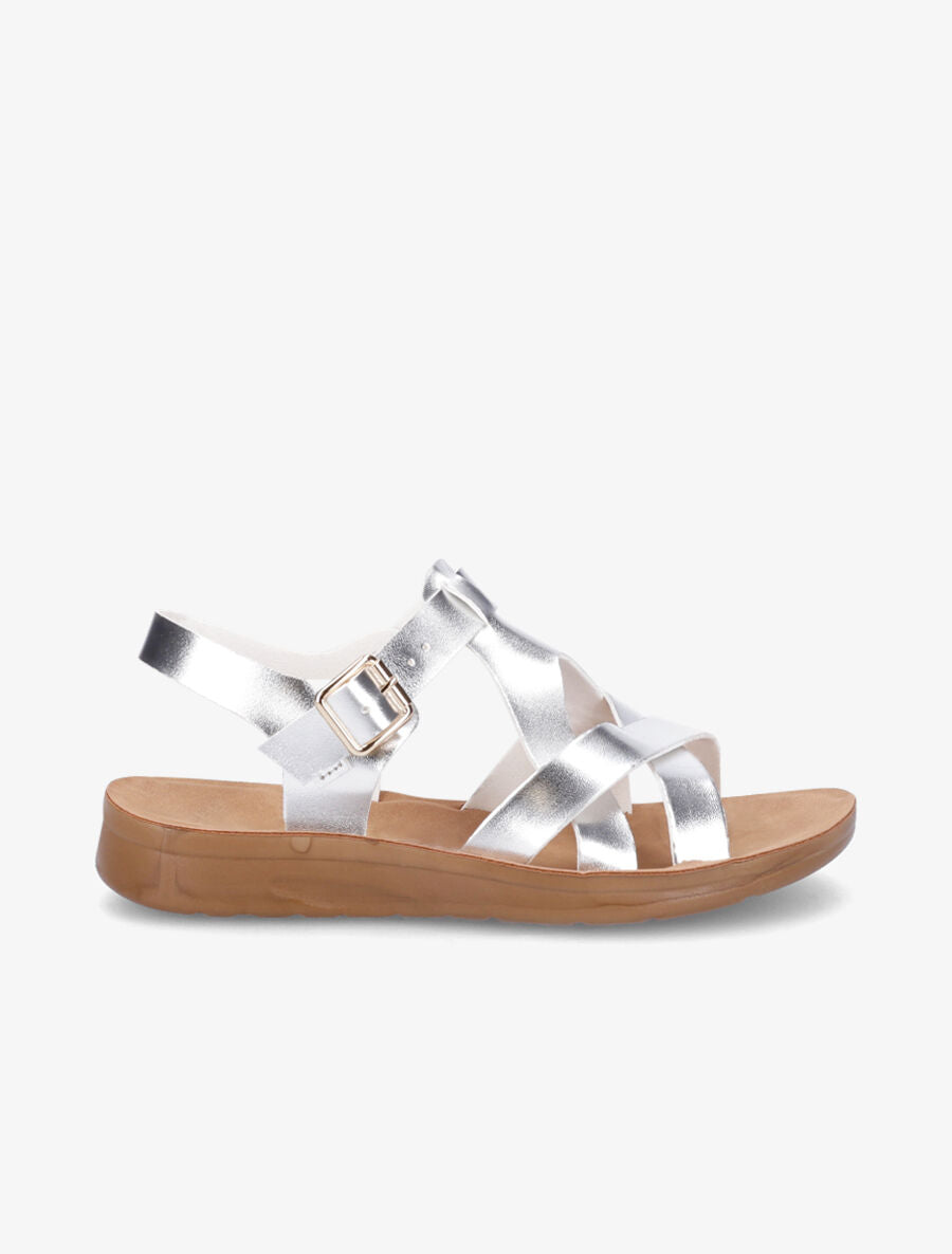 Nu-pieds croisés en simili - Argent - 5