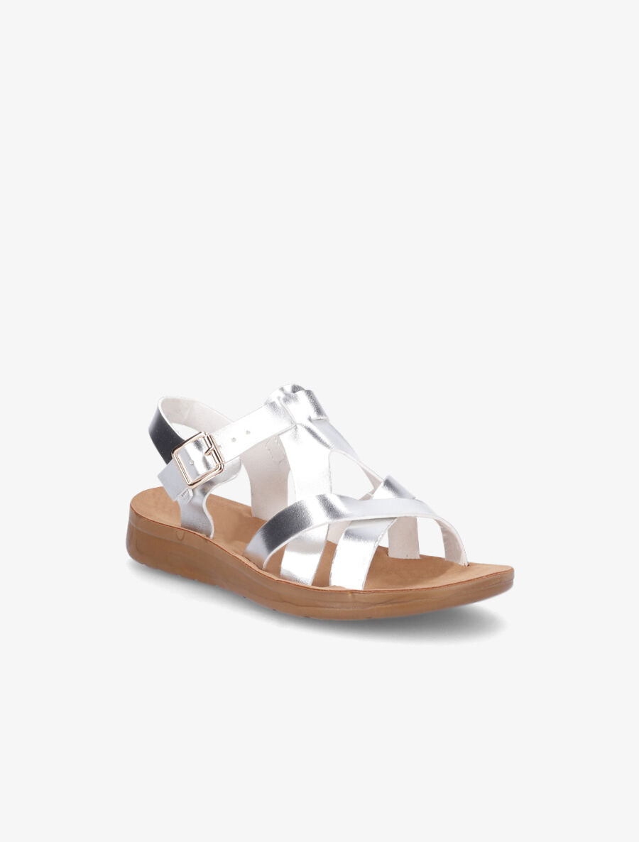 Nu-pieds croisés en simili - Argent - 2