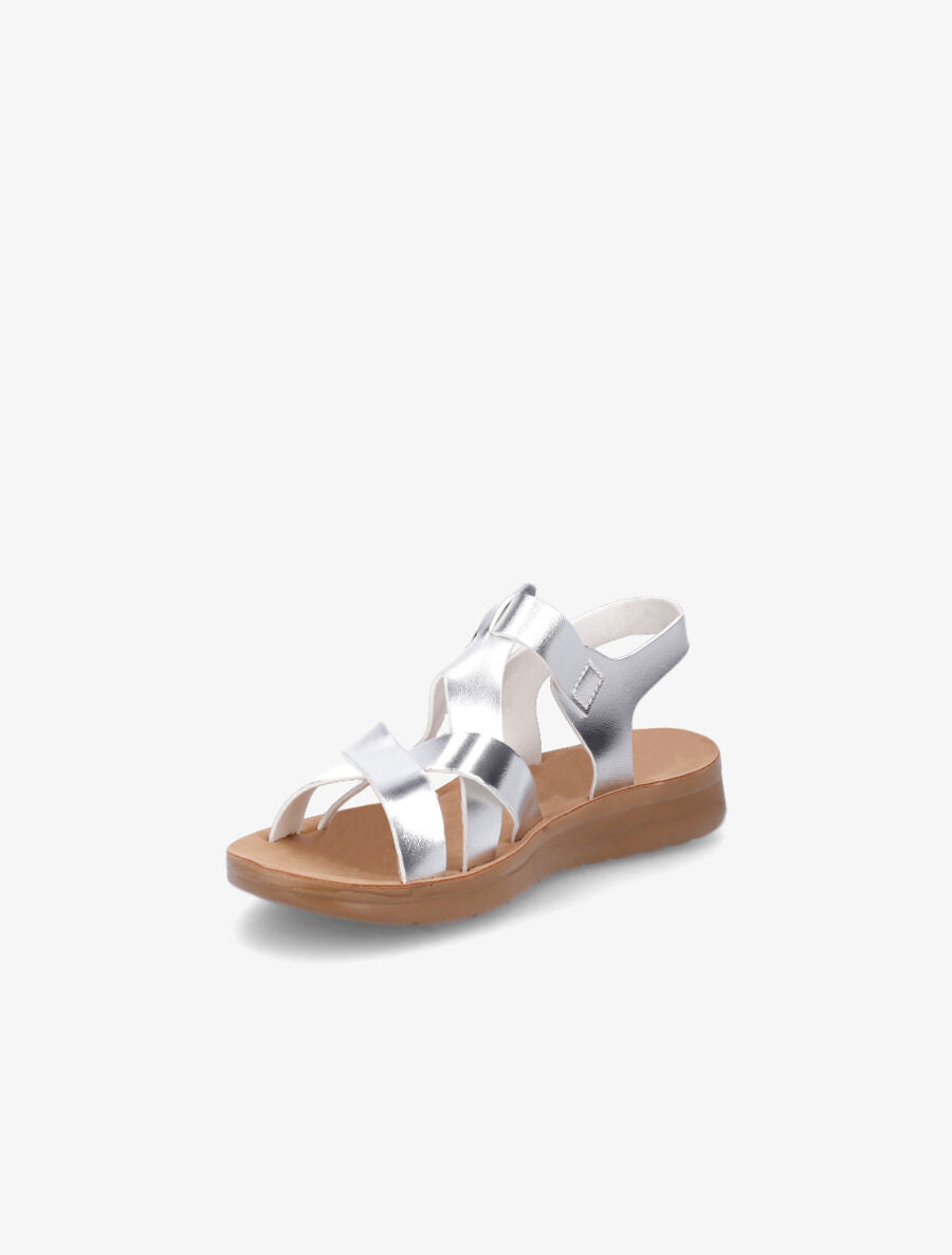 Nu-pieds croisés en simili - Argent - 3