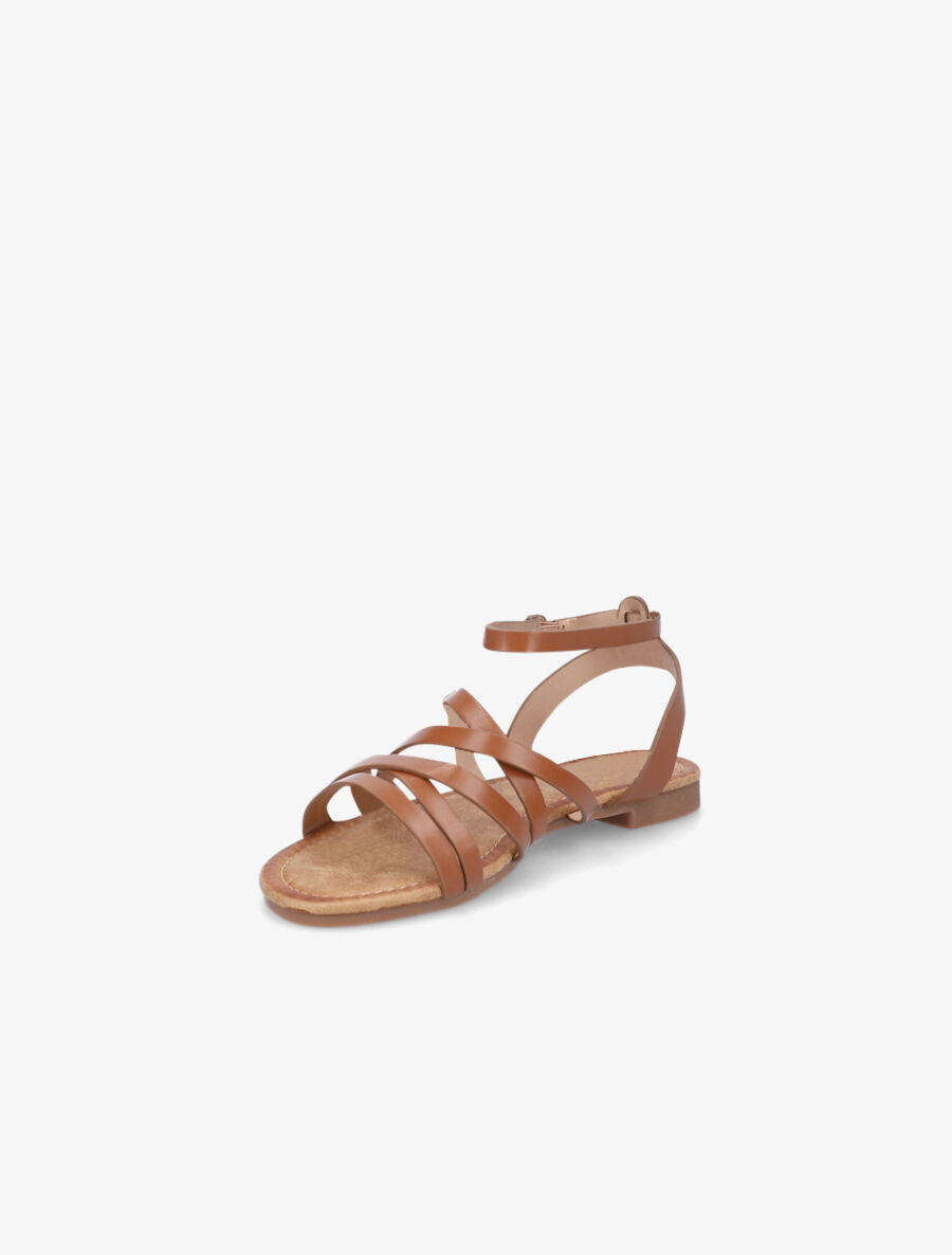 Nu-pieds en simili à doubles brides - Camel - 3