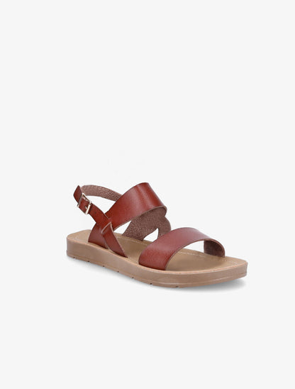 Nu-pieds basiques en simili - Camel - 2