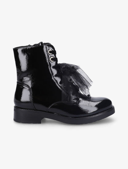 Bottines vernies à détail noeud en tulle - Noir - 2