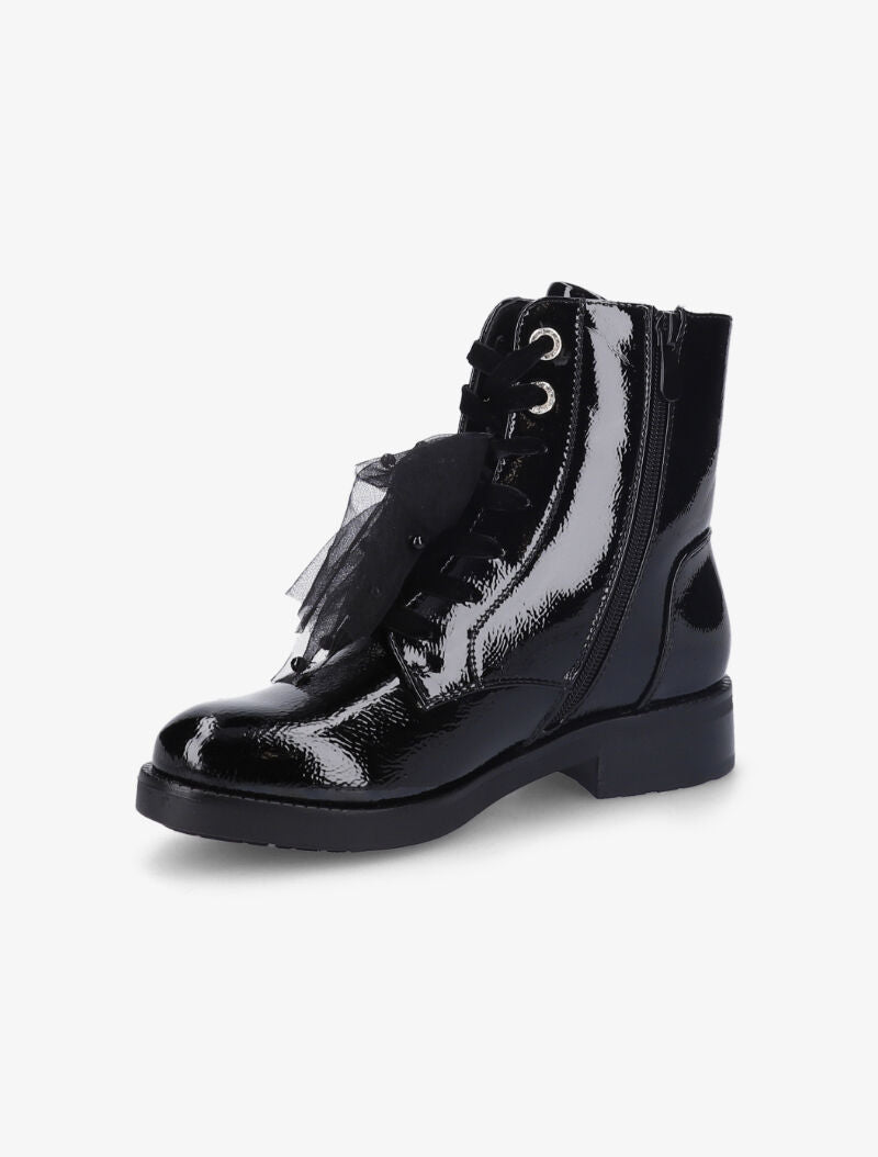 Bottines vernies à détail noeud en tulle - Noir - 4