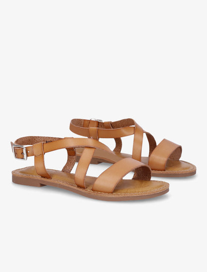 Nu-pieds basiques à brides croisées - Camel clair - 4