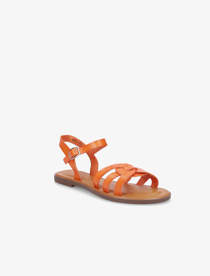 Nu-pieds plats classiques en simili - Orange - 2