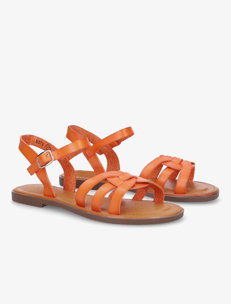 Nu-pieds plats classiques en simili - Orange - 4