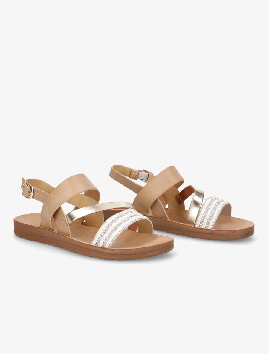 Nu-pieds à strass - Beige - 4
