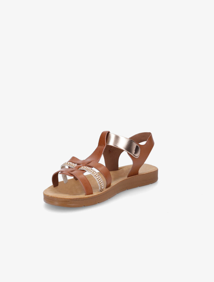 Spartiates à strass - Camel - 3