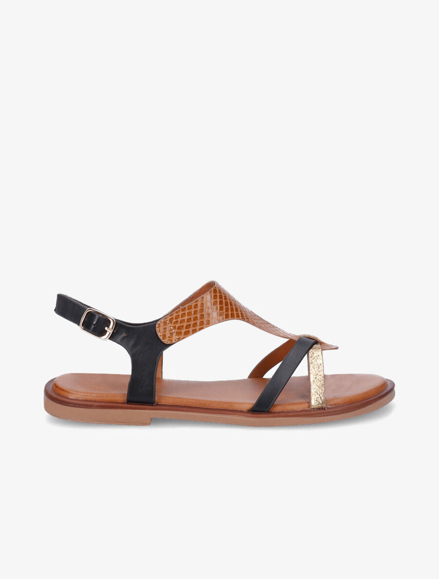 Nu-pieds en simili effet python - Noir - 5