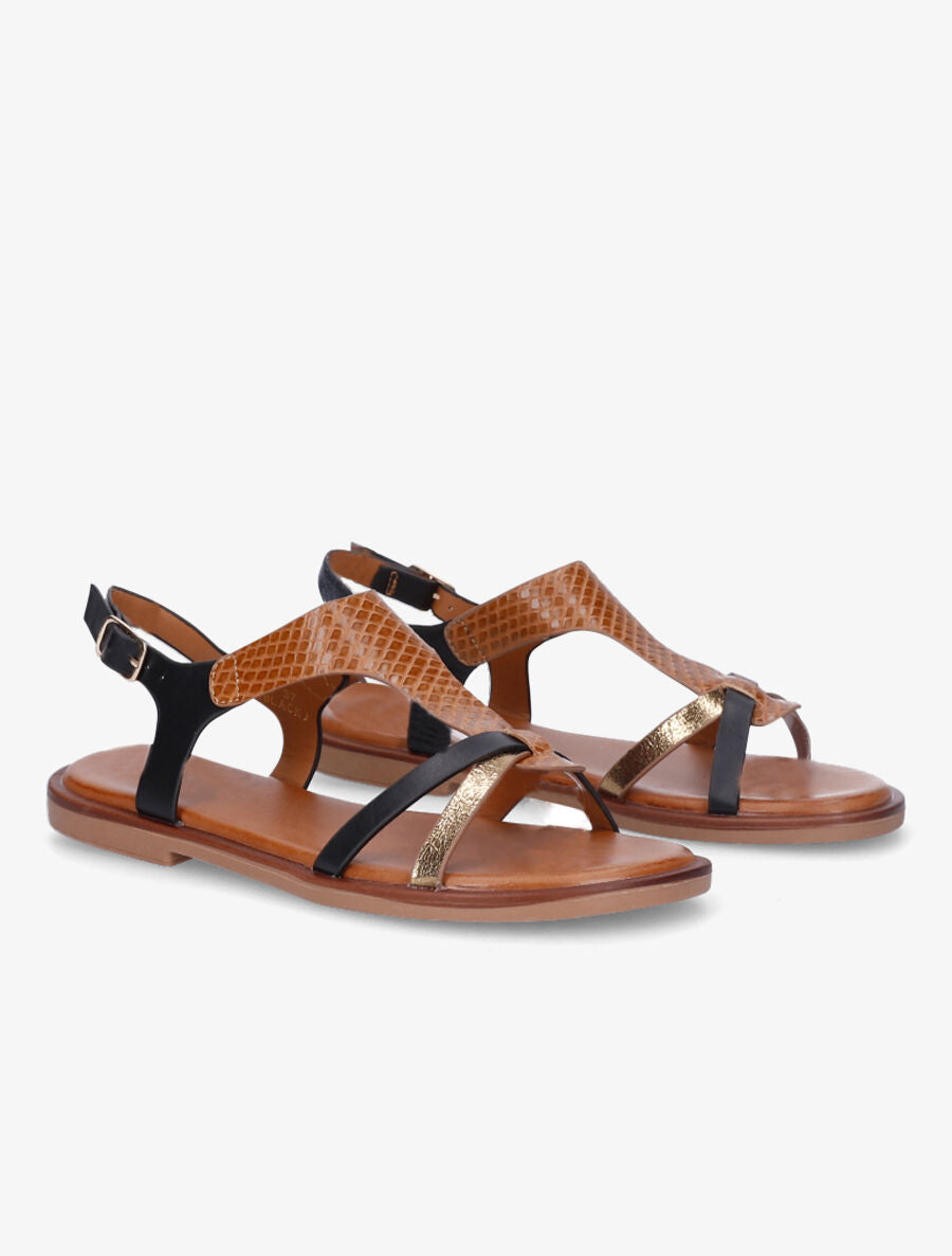 Nu-pieds en simili effet python - Noir - 4