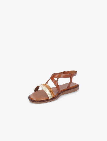 Nu-pieds à brides tressées bicolore - Camel - 3