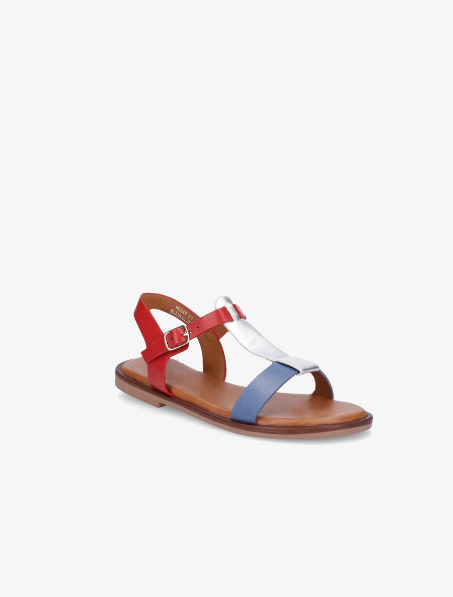 Nu-pieds à brides bicolore - Bleu - 2