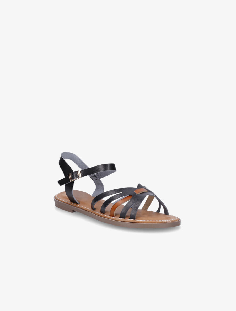 Nu-pieds en simili bicolore - Noir - 2