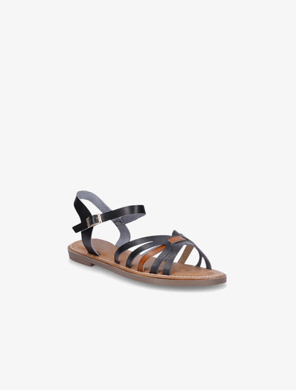 Nu-pieds en simili bicolore - Noir - 2